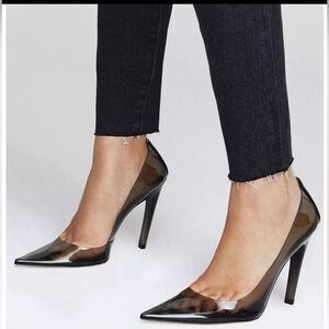 NIB Good American Cinder-F*ucking-Rella Black Smoke Pump - Size 11